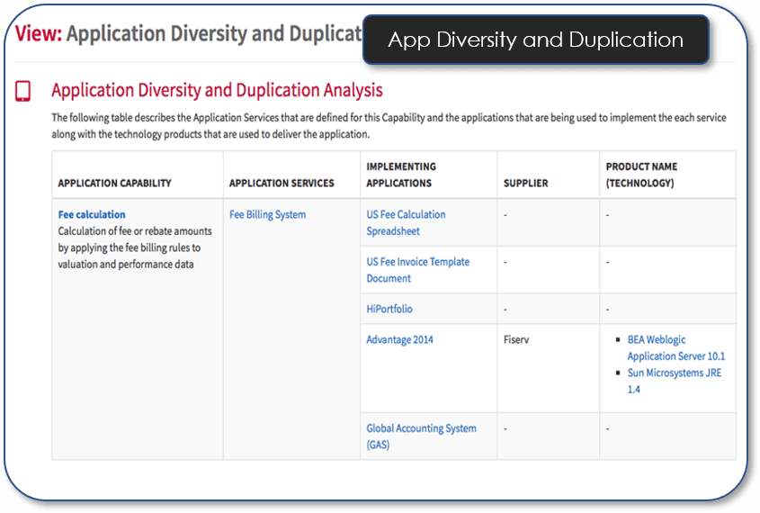 Application Diversity And Duplication Analysis