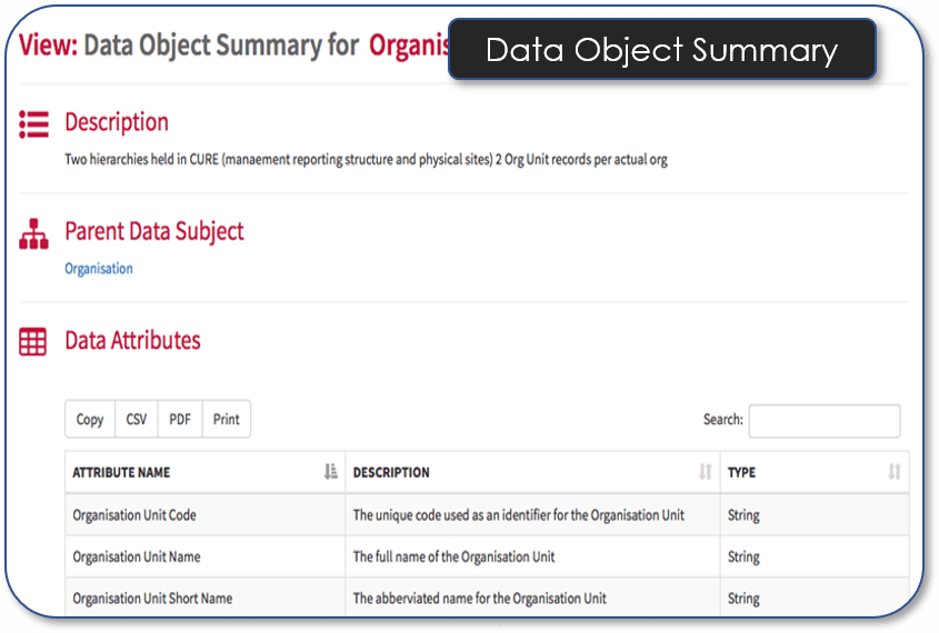Data Object Summary