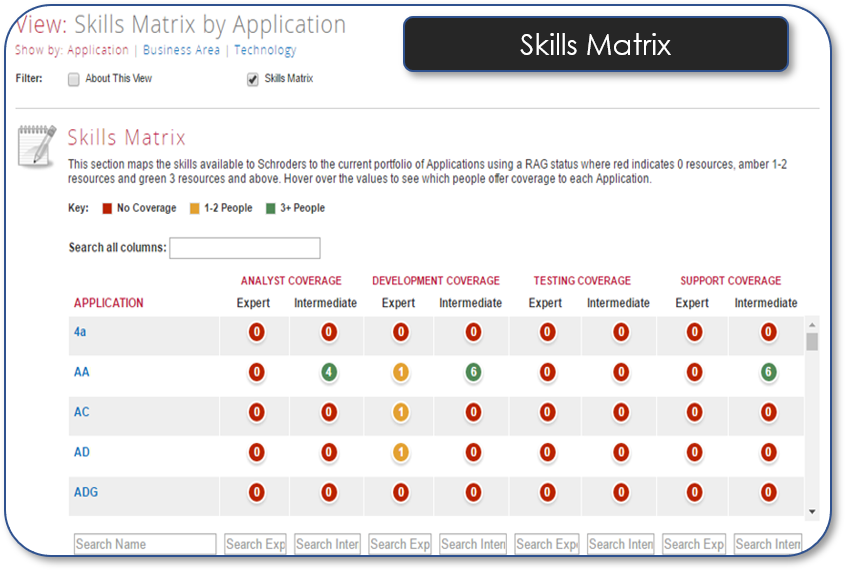 Skills Matrix By Application